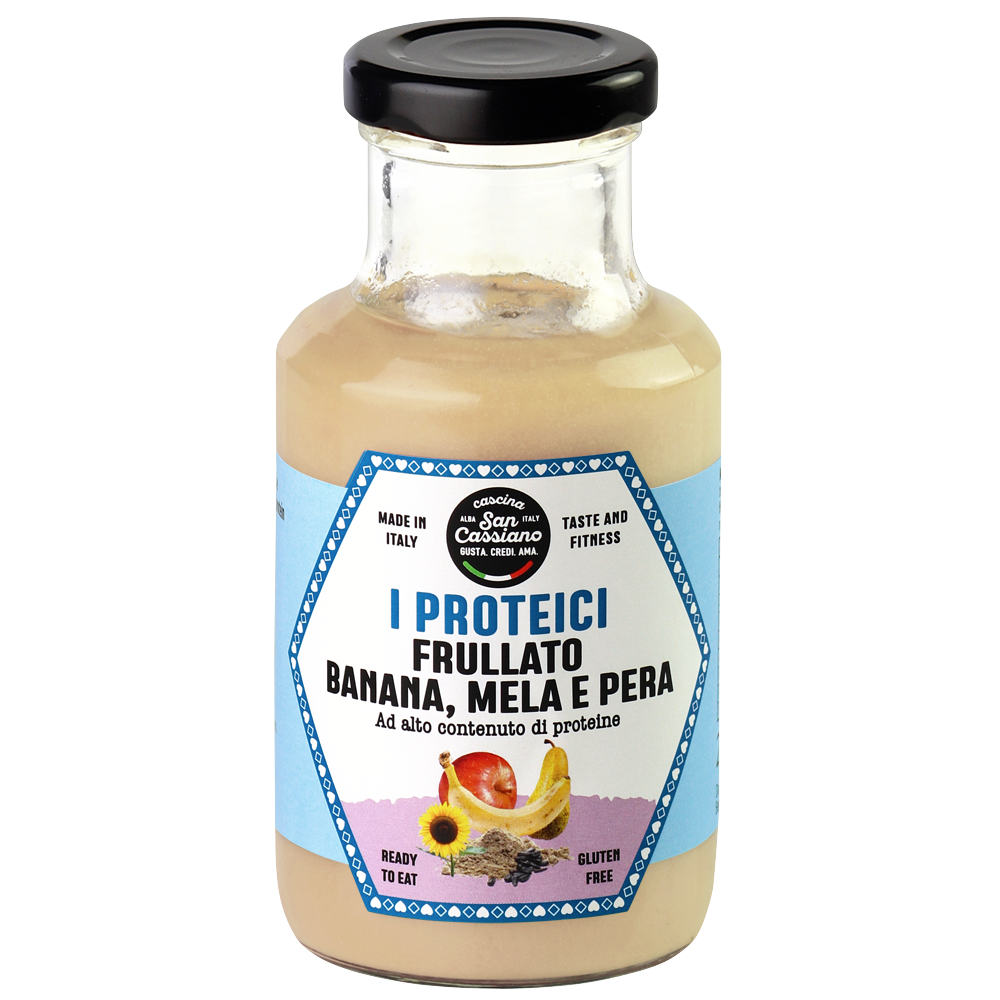 Frullato banana mela e pera proteico