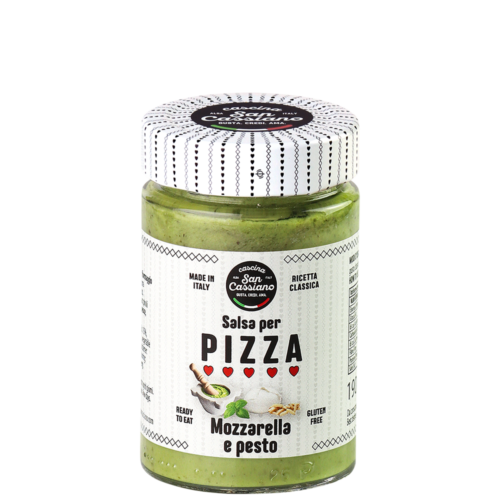 Salsa per pizza mozzarella e pesto di basilico