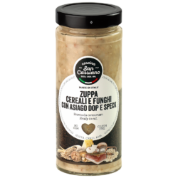 Cereals and mushroom soup with Asiago P.D.O. cheese